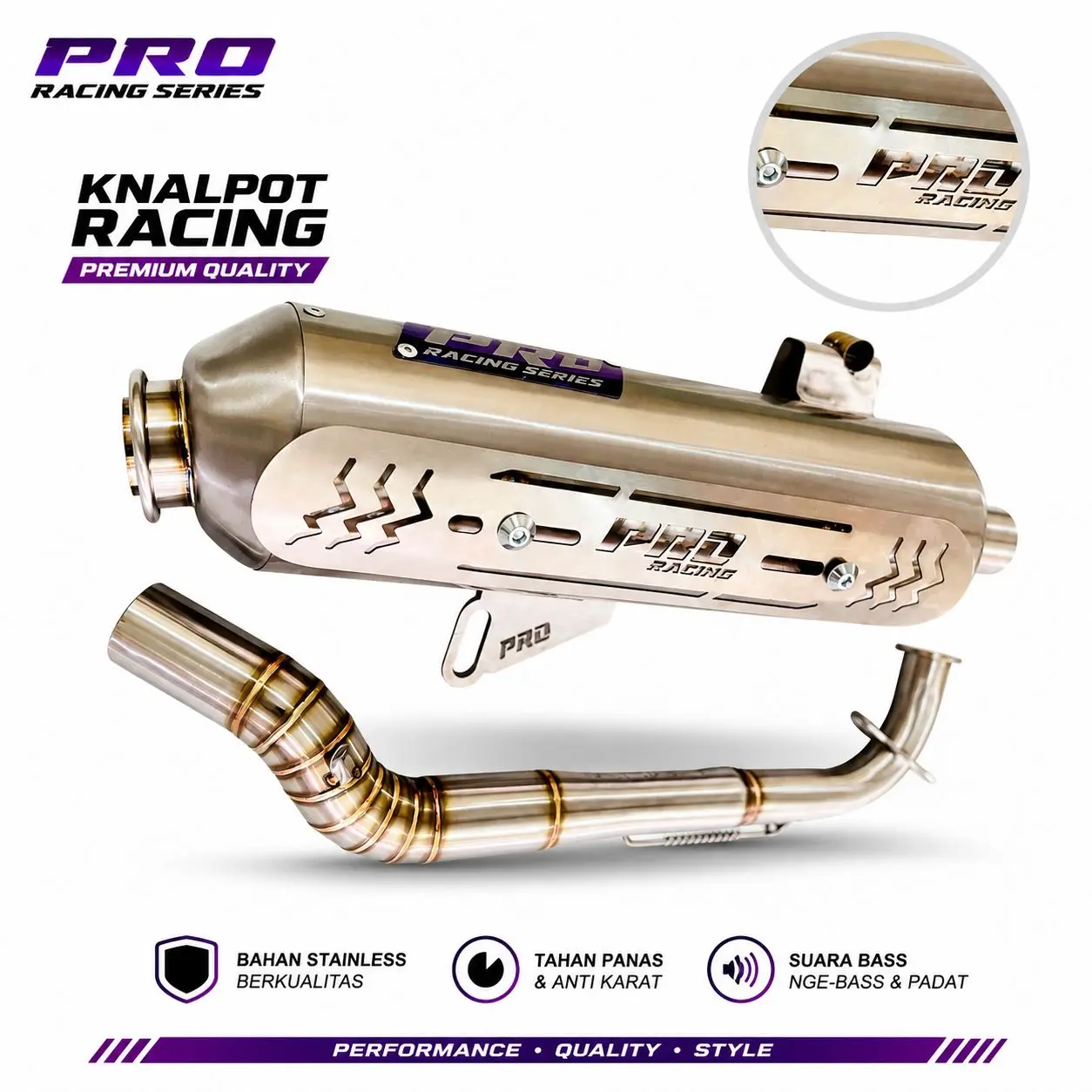 Knalpot Standar Racing Premium Inlet 38 Moncong Kenochi Nmax Aerox Vario Beat Mio Sporty Pro 1