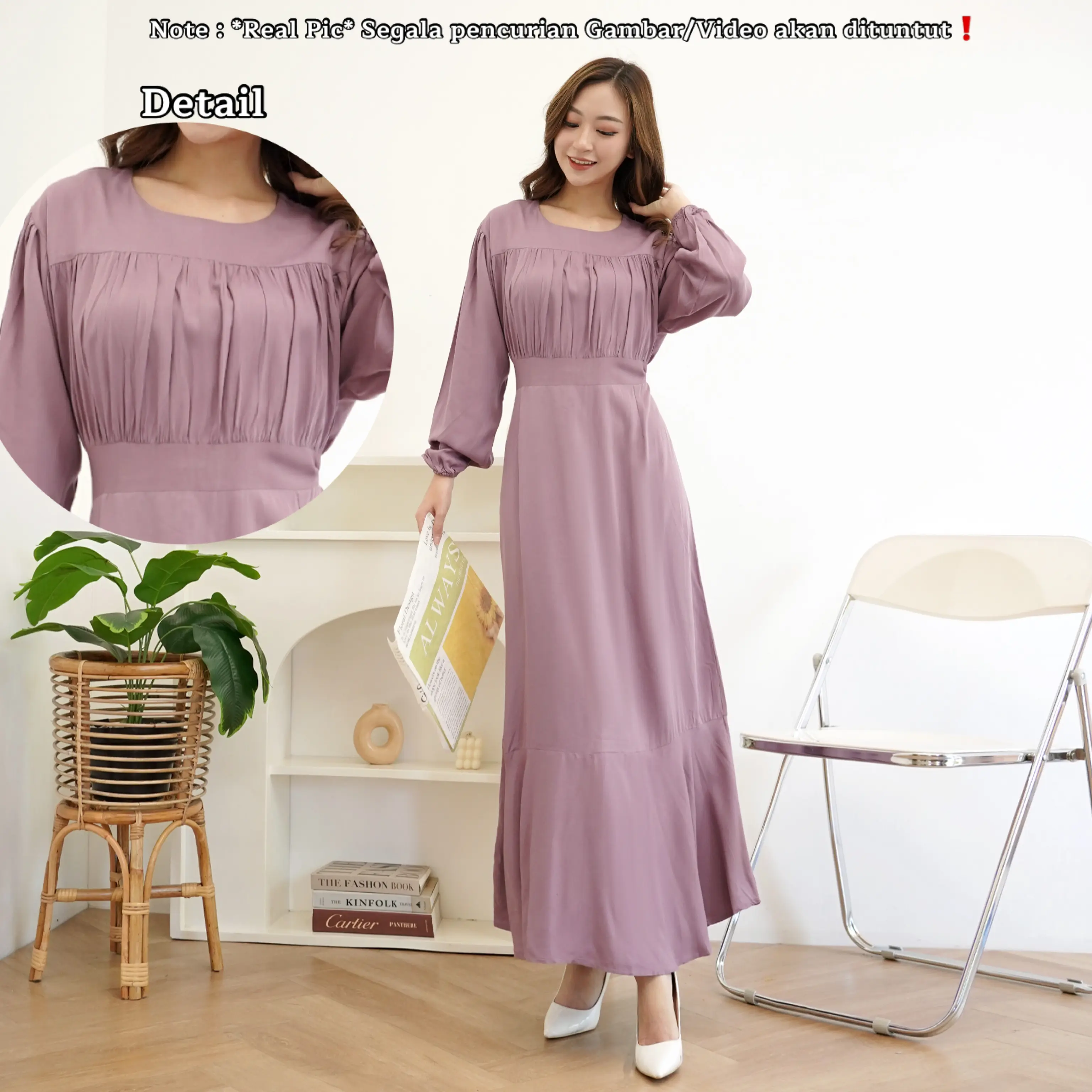 RED Hyejin Dress Korean Look 2022/Long Dress Mermaid/Dress Lebaran Kekinian/Terusan Casual Nyaman Lembut dipke/Gaun Panjang Wanita O-Neck Simple