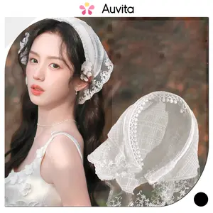Auvita Bandana Renda Aesthetic Untuk Piknik HeadBand Bando Raw Lace Scarft