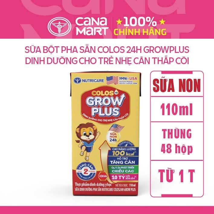 Sữa Nutricare Colos 24h Grow Plus dinh dưỡng cho bé thấp còi 110ml Cho Bé