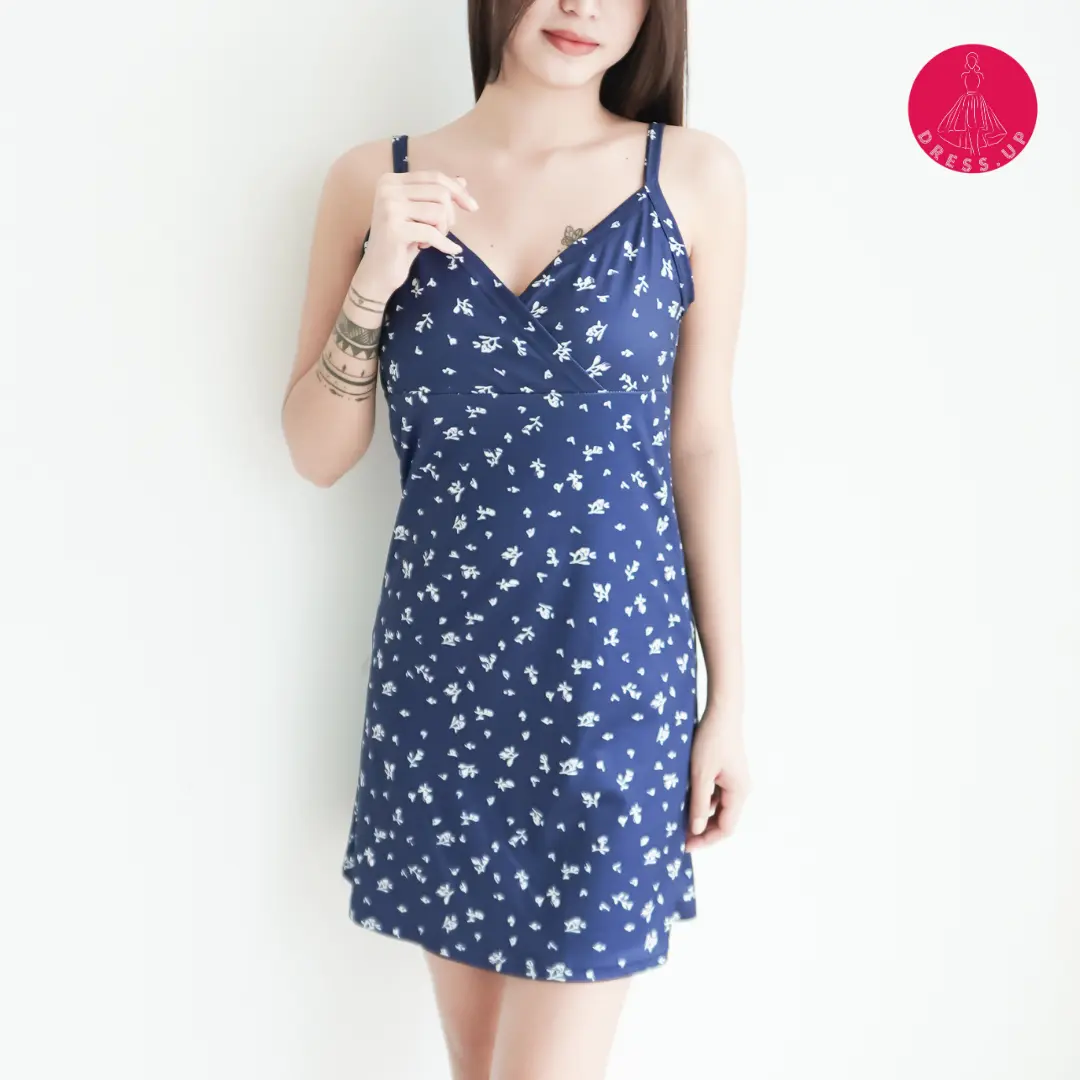 [DRESS.UP] DR005 Dress Mini Motif Bunga Bodycone Casual Wanita Pendek