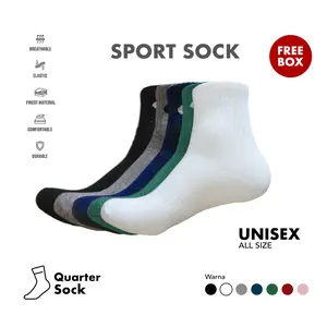 PAKET HEMAT - Kaos Kaki Basic Sport Casual 5 Pasang Unisex Pria dan Wanita - Kaos kaki Olahraga Tebal  Nyaman Free Box
