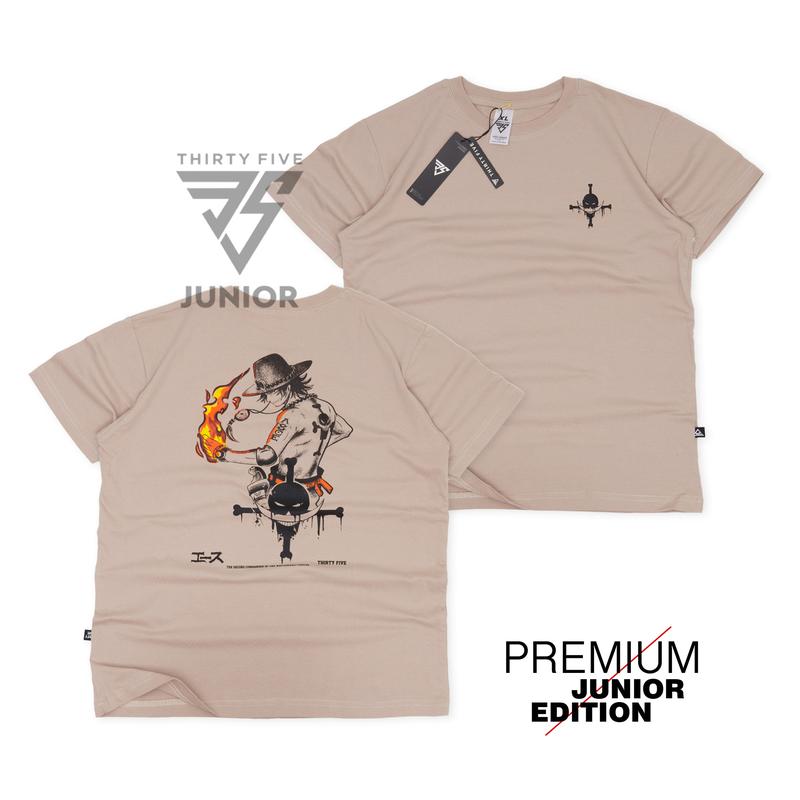 kaos distro anak laki-laki umur 9-16 tahun anime one piece warna cream bahan cotton combed 30s Fashion 1