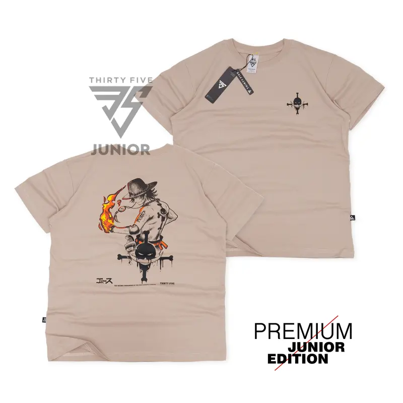 kaos distro anak laki-laki umur 9-16 tahun anime one piece warna cream bahan cotton combed 30s Fashion 0