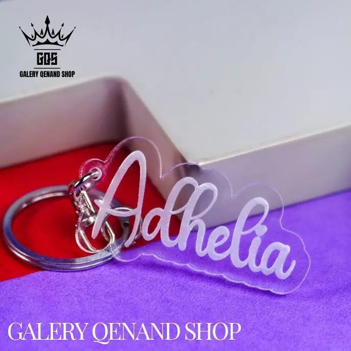 Gantungan Kunci Akrilik Nama Custom / Ganci akrilik Bening 011 Souvenir