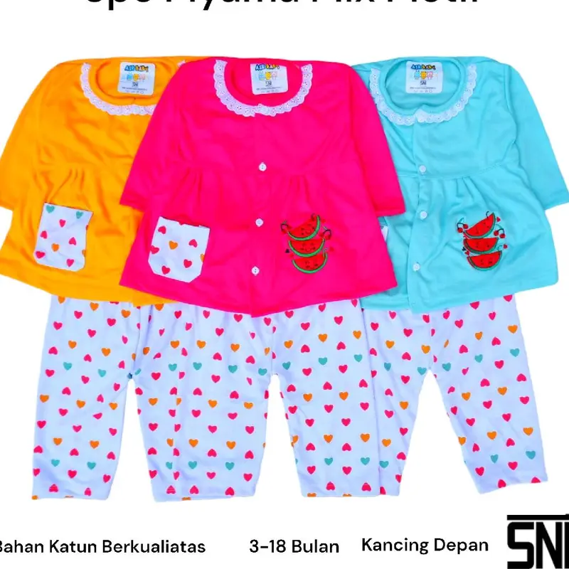 3pc Piyama Bayi Setelan Panjang 3 - 18 bulan Murah Berkualitas Motif lucu Bunda Lengan 1