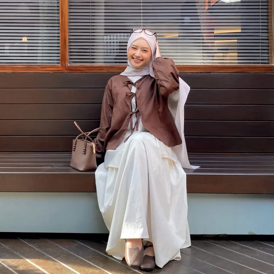 Tamstore Nabila Outer Tali Pita Depan Aktif Lengan Balon Tangan Karet Bahan Polymicro