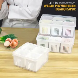 Wadah Bumbu 4 6 9 Kompartemen Kotak Penyimpanan Dapur Kitchenware C04/06/09/D01/D02/D04