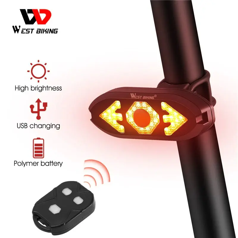 West Biking Lampu Sein Sepeda USB Wireless Tanpa Kabel Waterproof Outdoor Stang 0