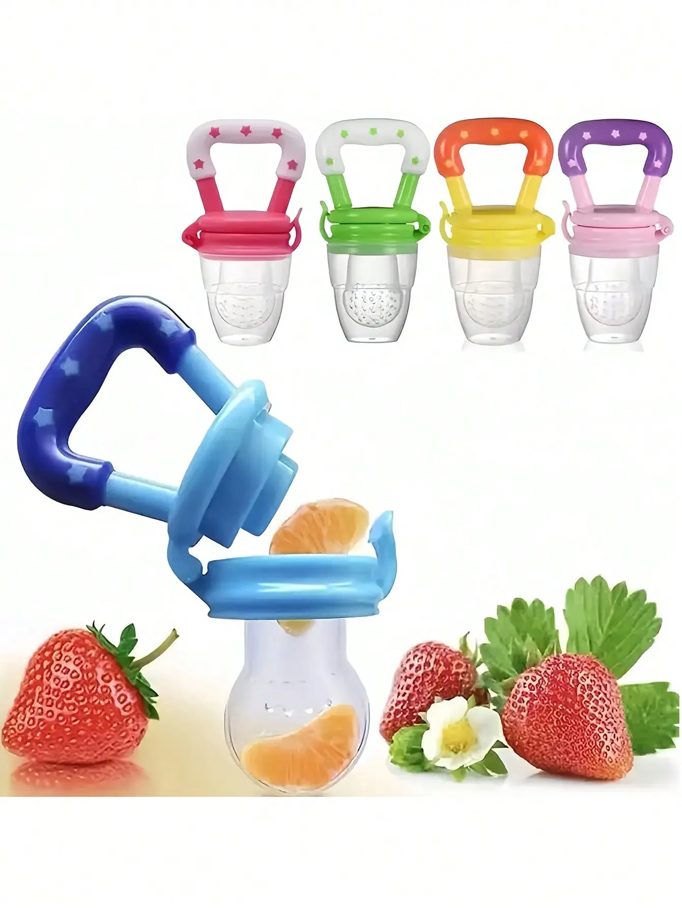 Newborn gift--fruit complementary food chewable silicone mesh bag, soft and elastic texture, baby fruit and vegetable feeding utensils can be chewed, baby fruit complementary food dispenser, anti suffocation
