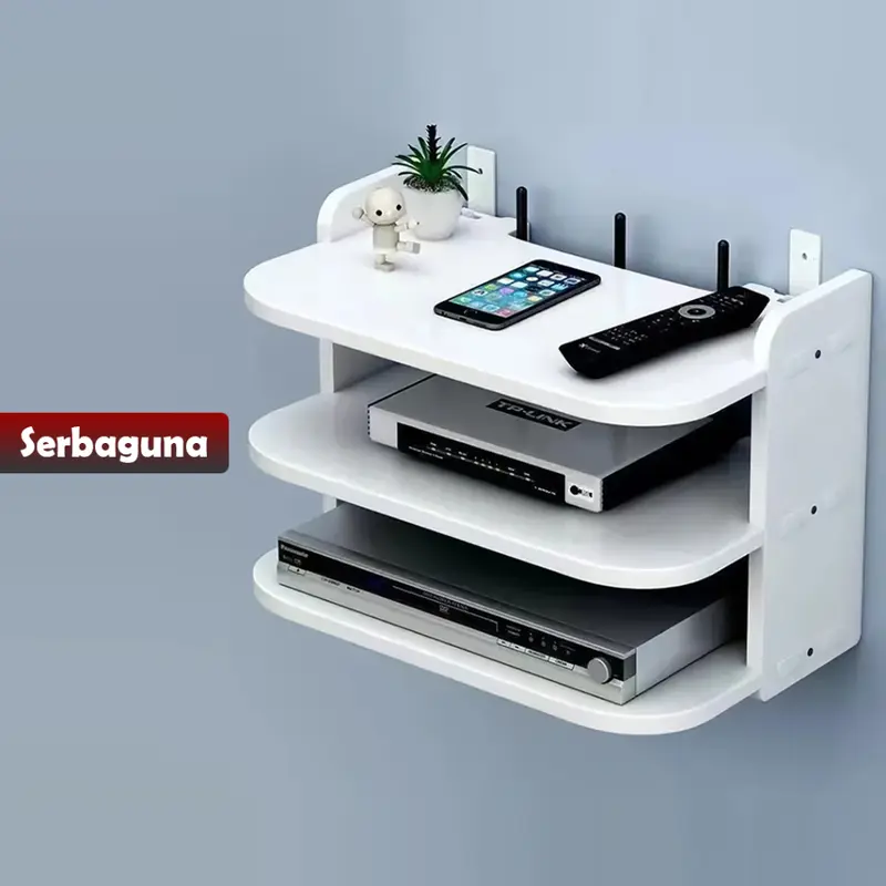 【DHWE】- Rak Gantung 3 Susun Modem, Wifi, Router, DVD maupun Set Top Box / Rak Dinding 3 Susun Serbaguna Multifungsi / Rak Ruang Tamu Ruang Keluarga Rak Modern Kamar Tidur 1