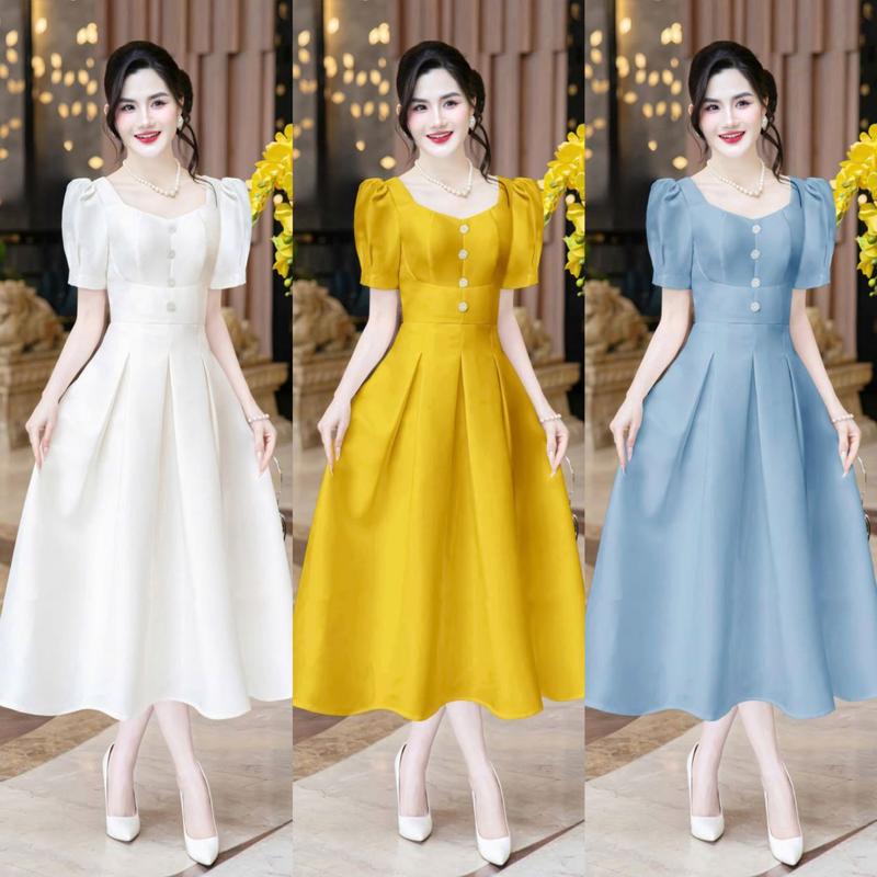 MIỄN SHIP BST MDU4711 Váy Tafta Cao Cấp – Tinh Khôi Thanh Lịch Với Gam Trắng Ngọc Trai Dành Cho Nữ