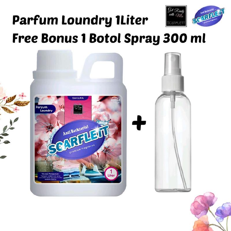 Parfum Loundry Premium Scarflett Tahan Lama 25 varian 1 Liter FREE BOTOL SPRAY JUMBO 300ML Blue Pink 0