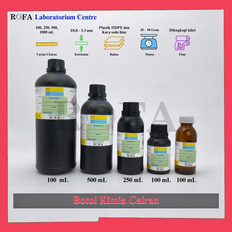Botol Kimia / Botol Reagen / Botol Cairan / Botol Larutan 100 - 1000 mL 0