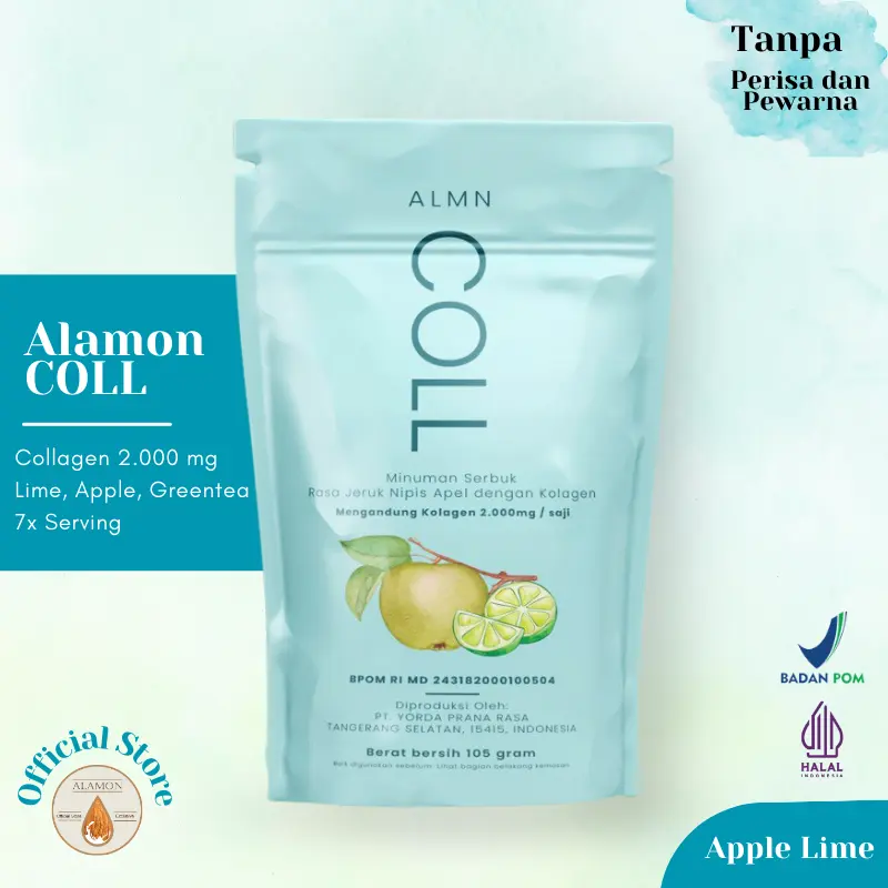 Alamon COLL - Collagen Drink 7x Serving - With Pure Extract Lime, Apple, Mix Berries, Greentea - BPOM and Halal 5