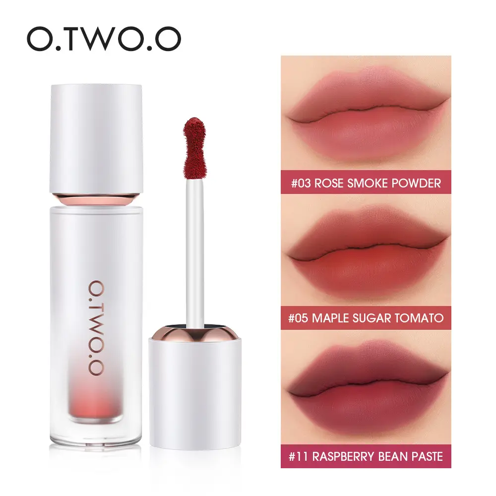 O.TWO.O Krim Matte Beludru Lumpur Bibir Matte Matte Lip Glaze Pemutih Tidak Kering Tahan Lama Anti-lengket Lip Gloss Lipstick Waterproof Lipcream Lasting
