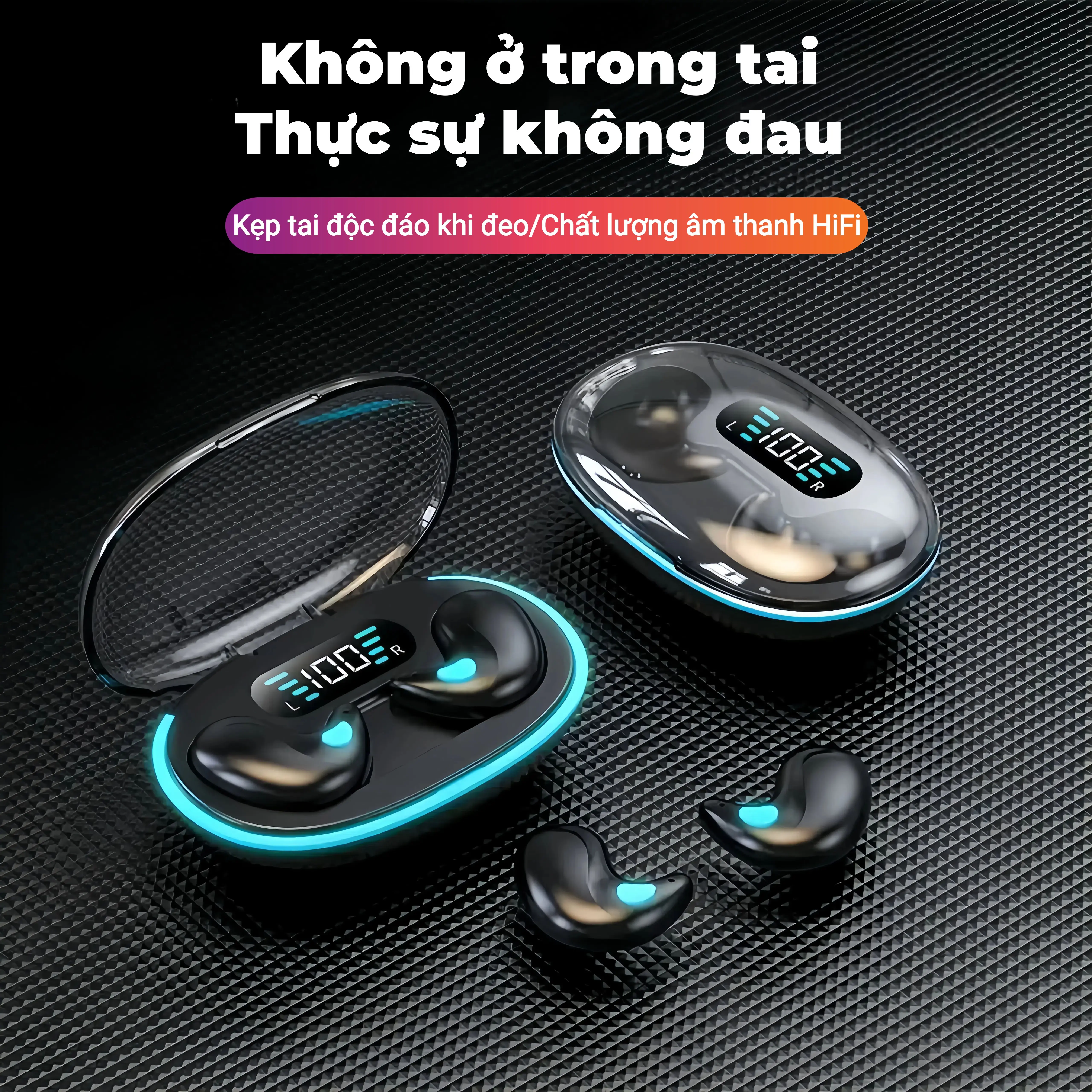 Tai nghe ngủ X55 [2 Quà tặng miễn phí]  1 Nhãn dán hoạt hình+1 Bao tay chơi game, Âm thanh nổi mức HiFi,  iPX5 Chống thấm nước Tích hợp Mic, Cho tai nghe điều khiển cảm ứng iPhone và Andriod | BigBuy360 - bigbuy360.vn