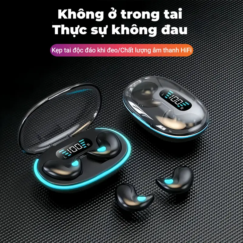 Tai nghe ngủ X55 [2 Quà tặng miễn phí]  1  Nhãn dán hoạt hình+1 Bao tay chơi game, Âm thanh nổi mức HiFi,  iPX5 Chống thấm nước Tích hợp Mic, Cho tai nghe điều khiển cảm ứng iPhone và Andriod | BigBuy360 - bigbuy360.vn