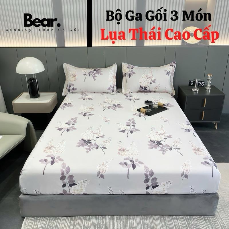 Set 3 Món Ga Gối Lụa Thái Cao Cấp [ 1 Ga + 2 Vỏ Gối Nằm 45x65cm ] KHÔNG VỎ ÔM