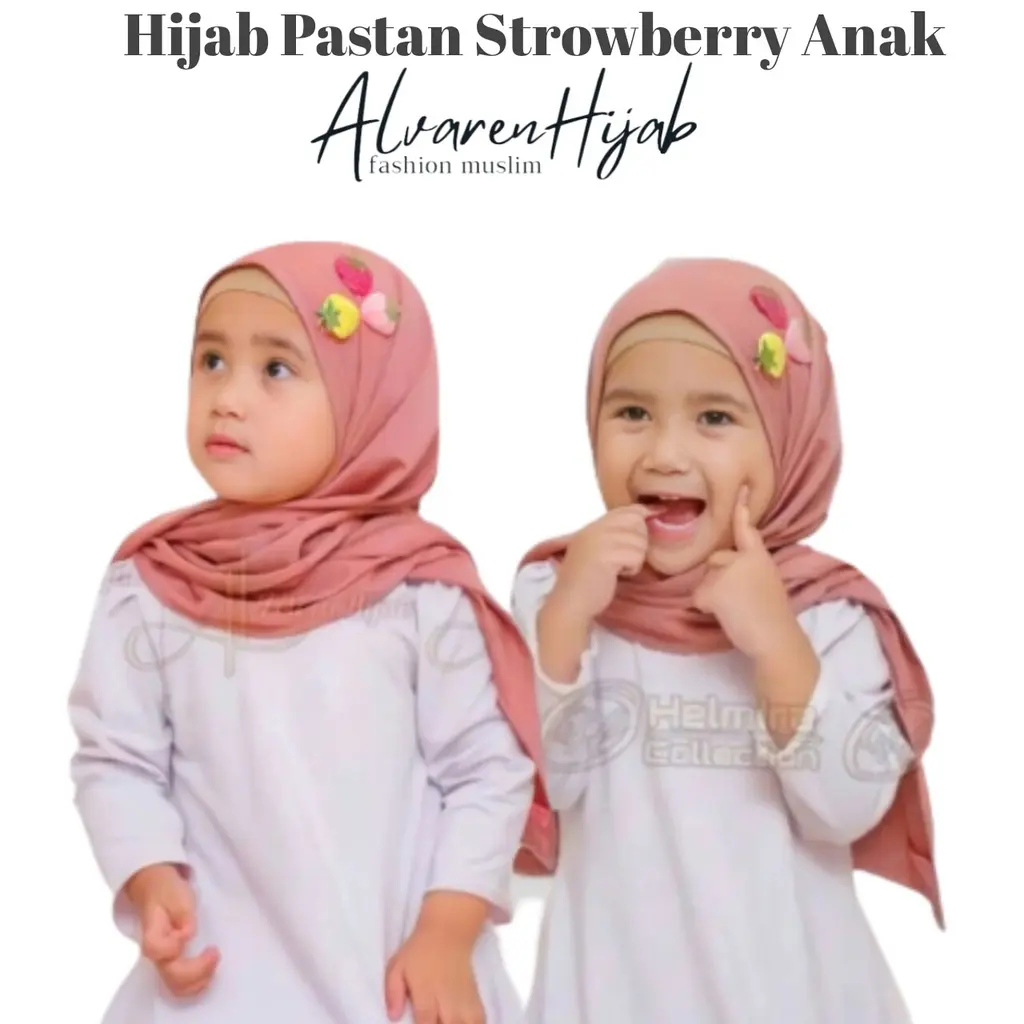 Ready Hijab pastan setrowberry jilbab pashmina anak premium