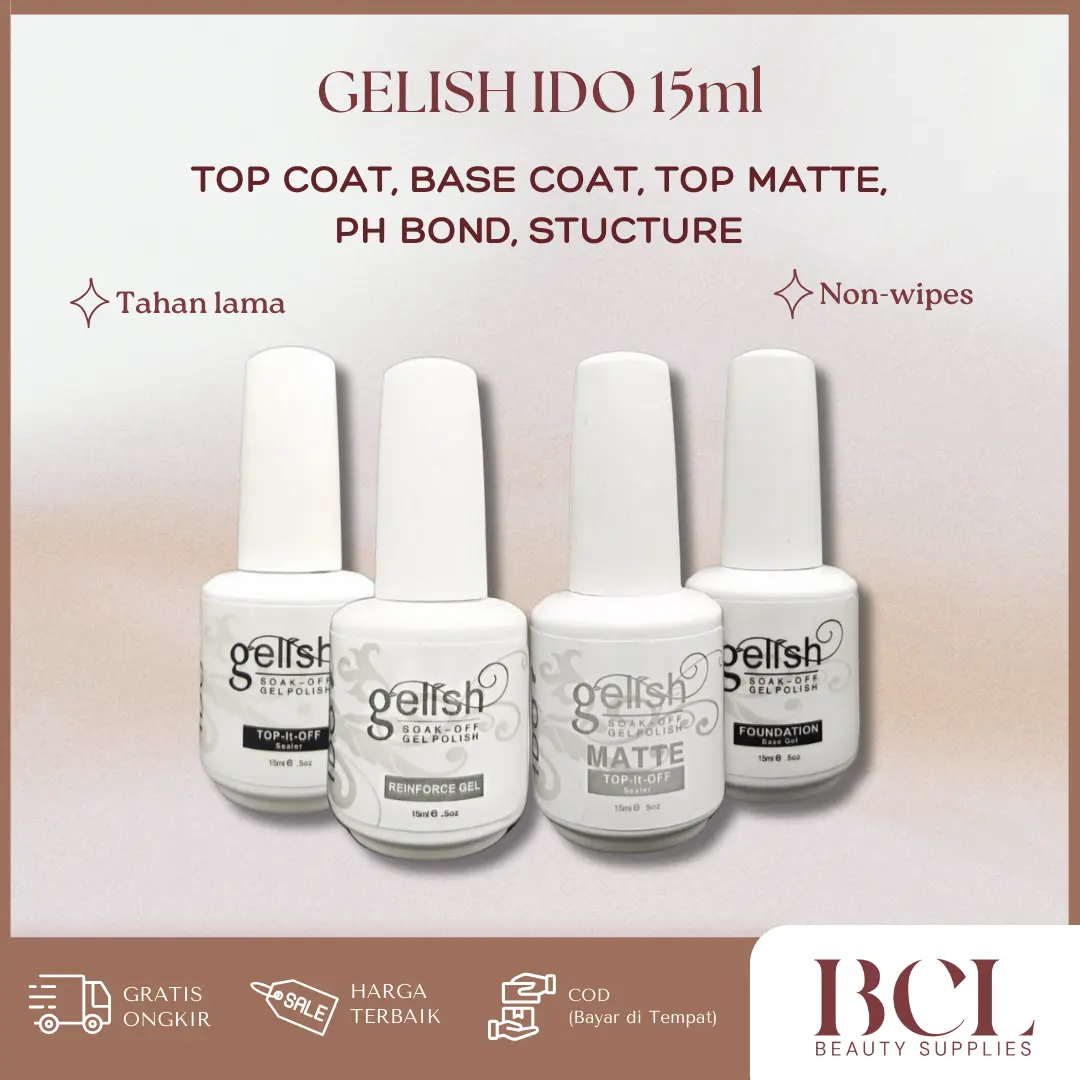 Gelish IDO BASE coat / TOP coat / TOP MATTE 15ml kutek GEL POLISH Aksesoris Art