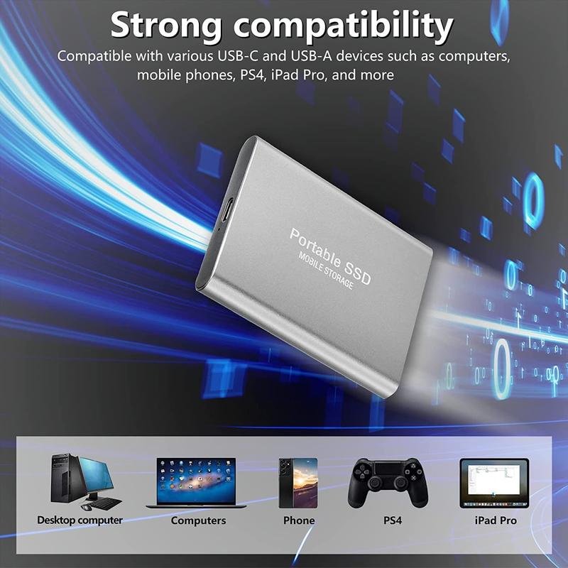 Product Introduction of 4TB External Hard Drive Portable SSD Type-C/USB 3.1 External Solid State Drive Hard Disk External Compatible with Desktop/Laptop/Mac/Windows/Linux/Android 2