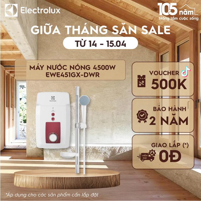 Máy nước nóng trực tiếp Electrolux 4.5kW- EWE451GX-DWR - Vòi tắm kháng khuẩn,an toàn