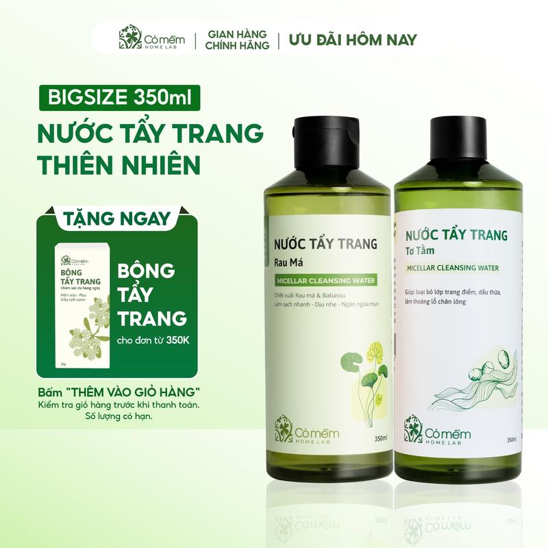 Nước Tẩy Trang Và Làm Sạch Sâu Cho Da Mụn Da Khô Da Thường Da Dầu Nhạy Cảm An Toàn Từ Thiên Nhiên Cỏ Mềm 350ml