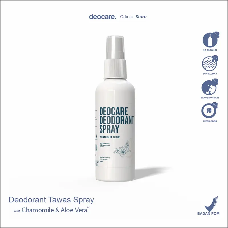 Deocare deodorant spray Midnight Blue with chamomile & aloevera extract 60ml Ampuh Mencegah Bau Ketiak dan Badan 0