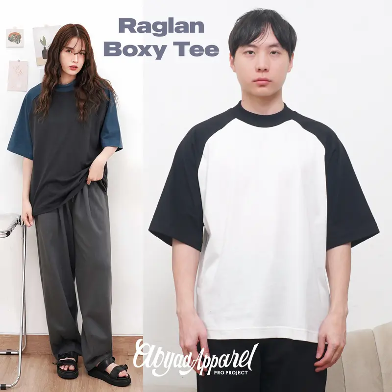 Kaos Polos Oversized Boxy Raglan Bold Neck Abyad Apparel Pro