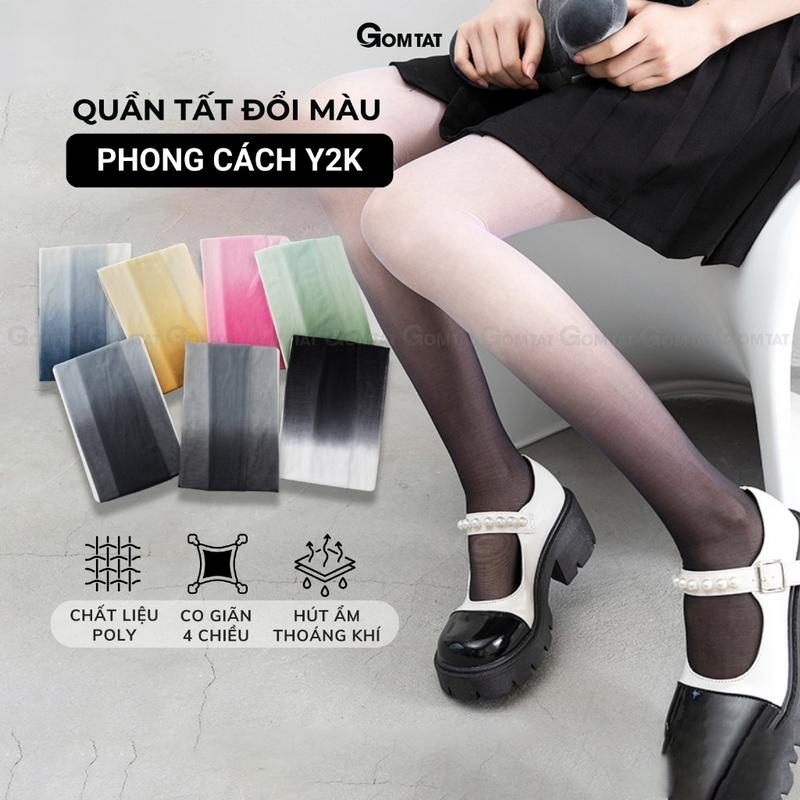 Quần tất che khuyết điểm chân GOMTAT đổi màu cá tính, tất quần nữ poly siêu dai thon chân - CKD-2514