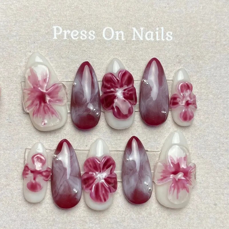 Pixie Dust 3D flower Press on Nails premium 1
