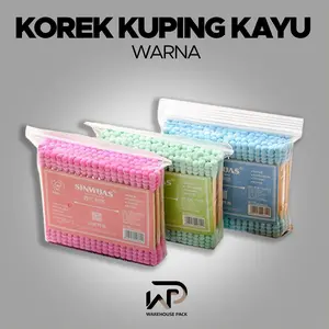 ( Isi 100 Pcs ) Cotton Bud Spiral Pembersih Telinga Serbaguna | Korek Kuping Bewarna Ganda Cotton Swab Pack Baby Thin | Cotton Buds Model Gelombang Korek Kuping