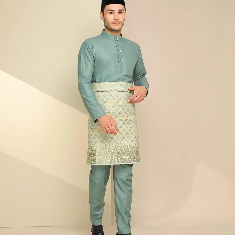 SATU STELAN LENGKAP PRIA DEWASA BAJU+CELANA+SONGKET PAKAIAN TRADISIONAL MELAYU TELUK BELANGA CEKAK MUSANG BAJU PENGANTIN BAHAN BALOTELLI PREMIUM 6