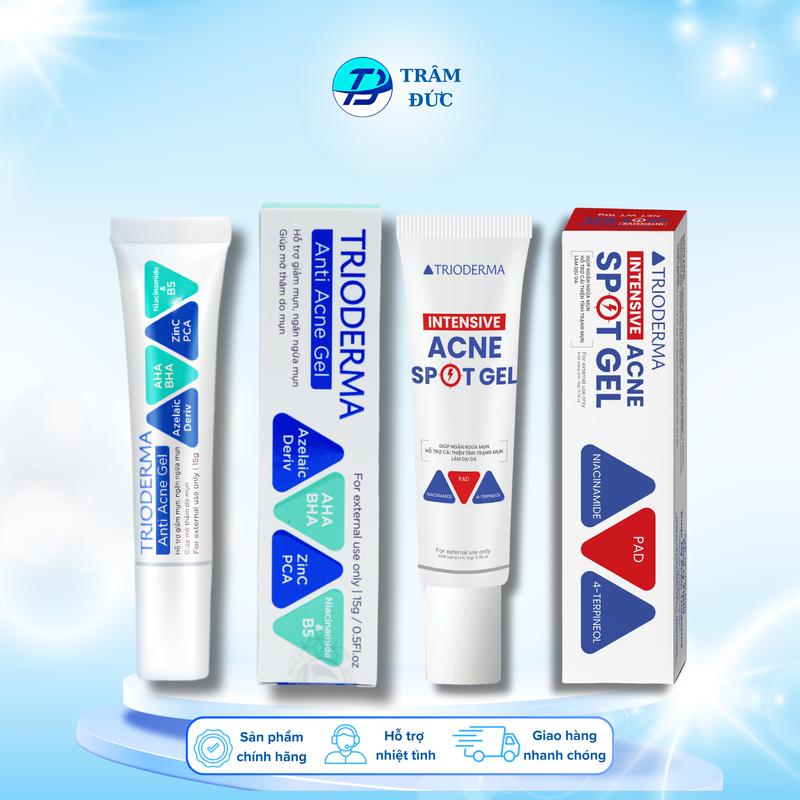 Trioderma Anti Acne Gel chấm mụn 15g - Hỗ trợ giảm thâm sau mụn, hỗ trợ giảm…