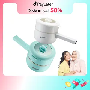 (Ekslusif Ischaindyofc) SAMONO 2L Panci Listrik Serbaguna Multi Cooker Anti Lengket 300W/600W Dual Power Food Grade Free Steamer (SW-DG08)