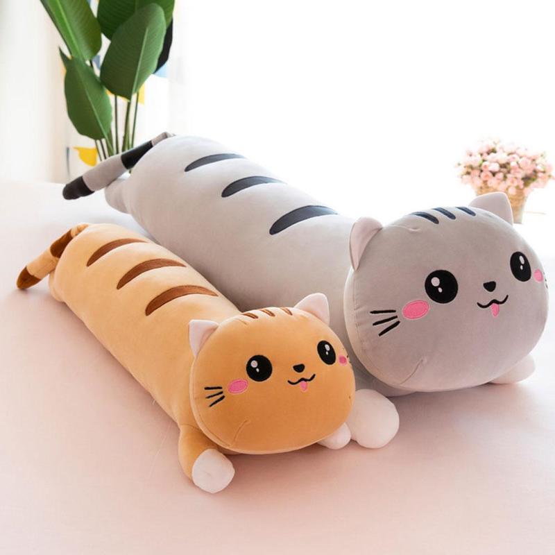 Product Introduction of Bantal kucing panjang kartun lucu untuk kanak-kanak, mainan anime lembut, kusyen sumbat, mainan comel, W5S3 26