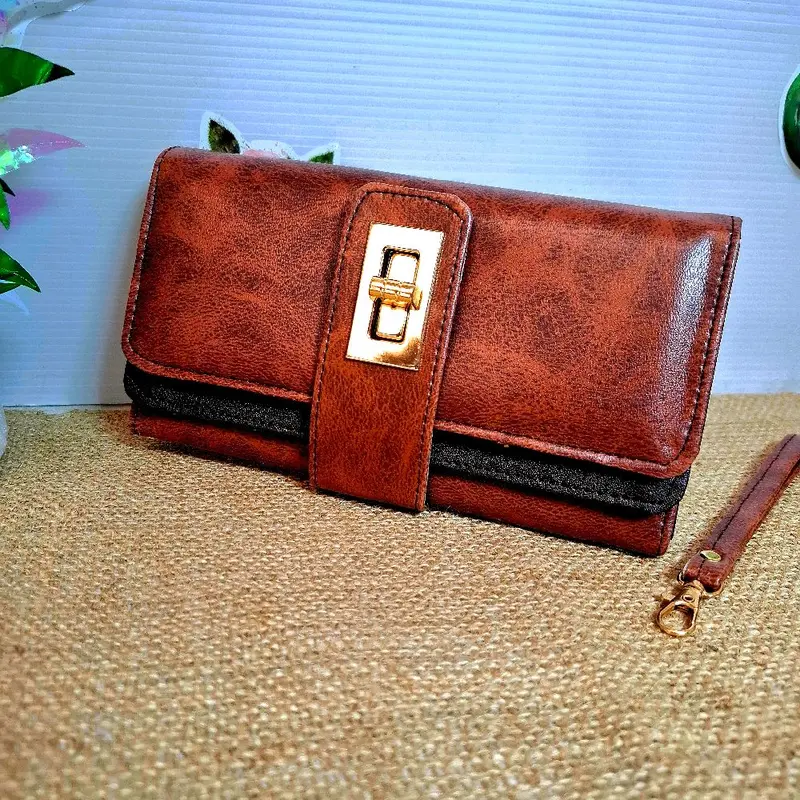 Dompet Kulit Wanita dengan Kancing Putar dan Kartu - Cewek Muat Hp Uang 3