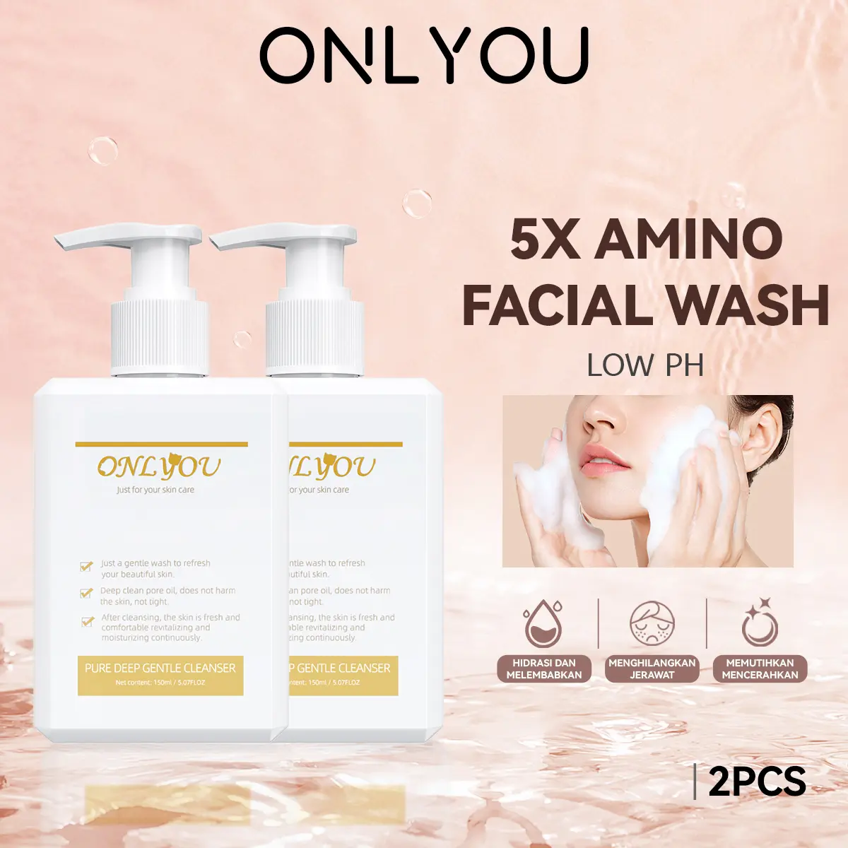 ONLYOU  Amino Facial Wash/Anti Acne /Oil Control//Low pH Cleanser /Calming and Soothing【BPOM Certification】【COD】