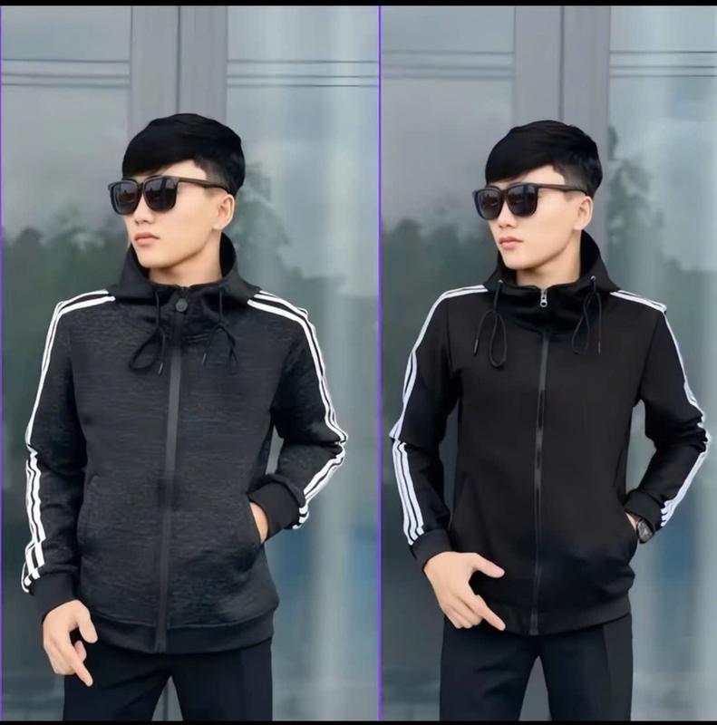 Áo Khoác Nam Nữ Xám Chuột Chữ Thêu Trước Ngực Phối Sọc Tay Có Mũ Hàng QC Cao Cấp