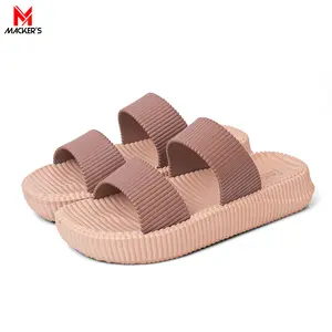 [MACKER'S] 2410 Sandal Slop Karet Wanita Tinggi Tebal Ringan Model Kasual Kekinian Shoes Sendal Selop Jelly