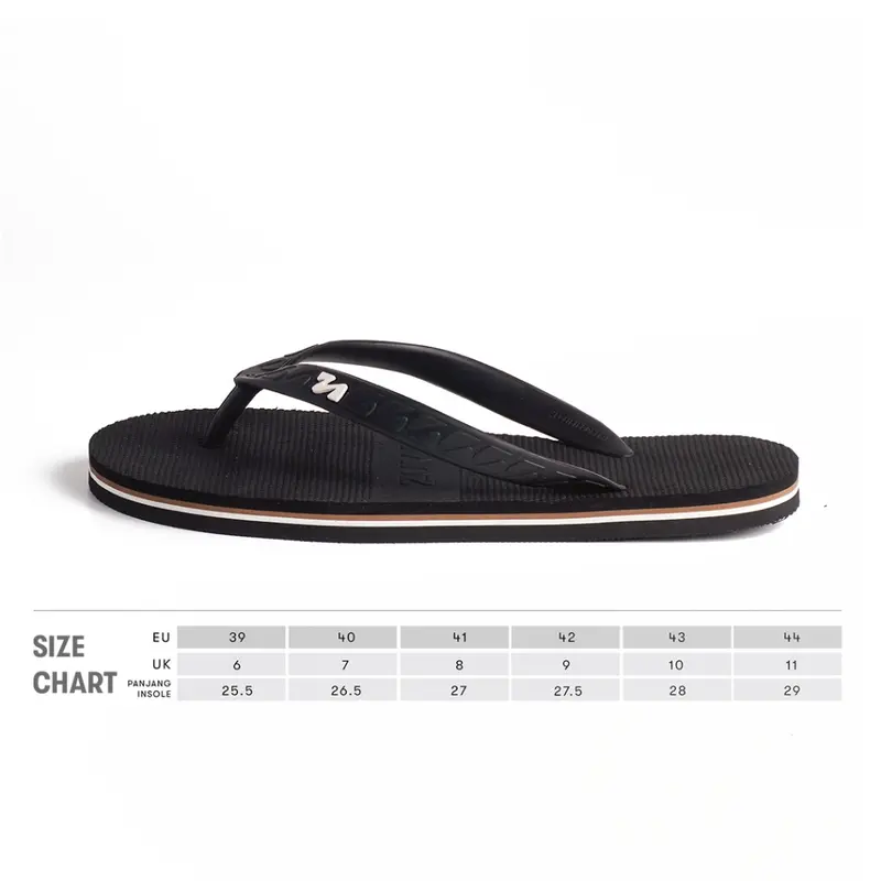 sandal Zuma Men Stripe 7 Black Brown, Sandal Jepit Pria Karet Polos, Hitam Coklat 5