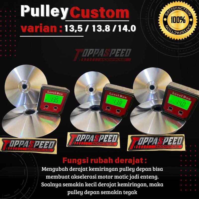 PULLEY MIO M3 CUSTOM 1 SET BUBUT + KEROK JALUR PART ORIGINAL PULI KODE (2SX). INTER LOCK 4