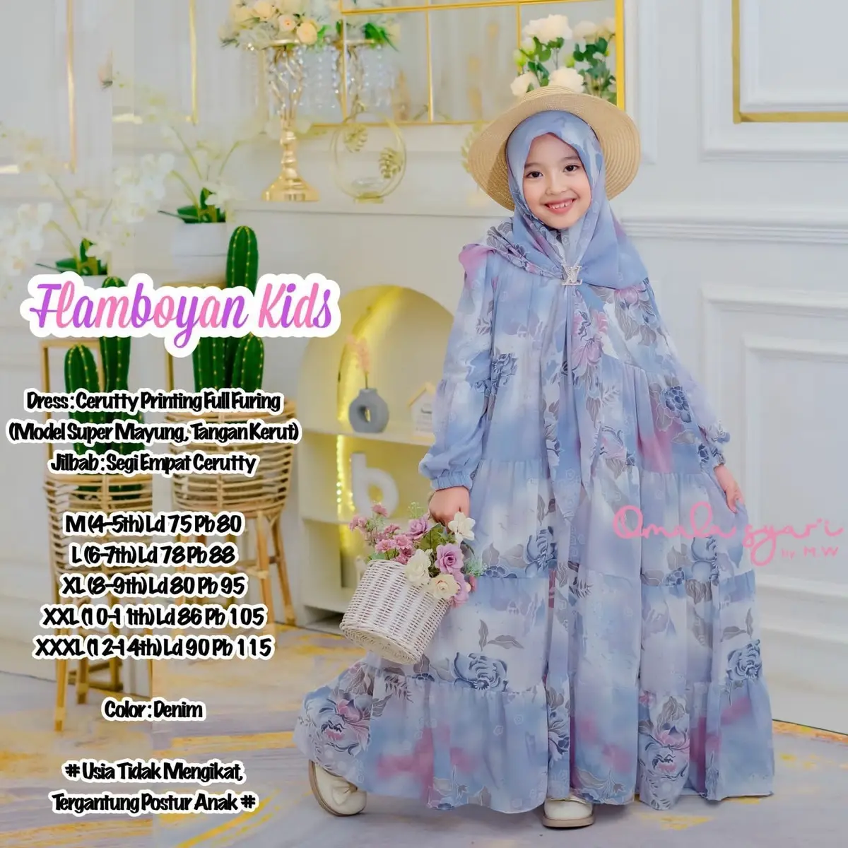 GAMIS ANAK PEREMPUAN USIA 4-14th FLAMBOYAN KIDS FREE JILBAB ORIGINAL ALIFA Dress