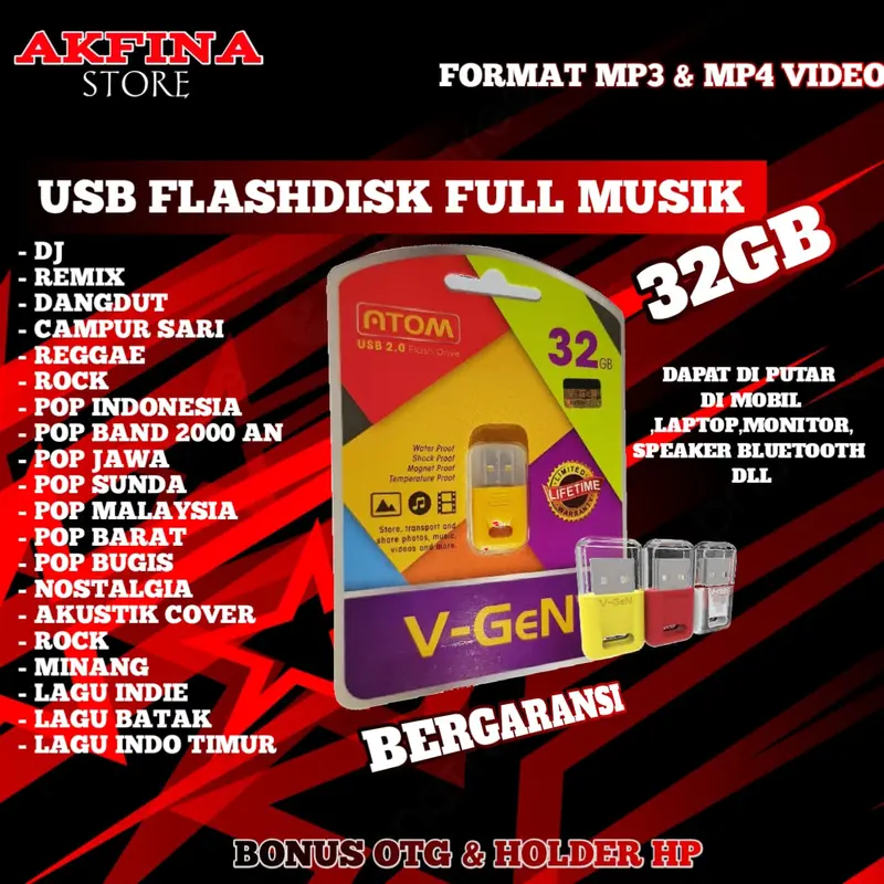 FLASHDISK 32 GB MP4 DAN MP3 ORIGINAL GARANSI 100% DAPAT DI PUTAR DI MOBIL LAPTOP SPEAKER Default
