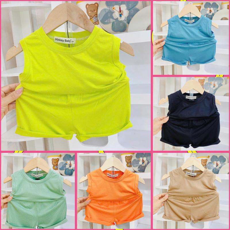 [Shin Kids] (8-28kg)Bộ Ba Lỗ - Đồ Sát Nách Thun Lạnh - Trơn Basic - Đồ Bộ cho Bé - Đồ ngủ cho bé