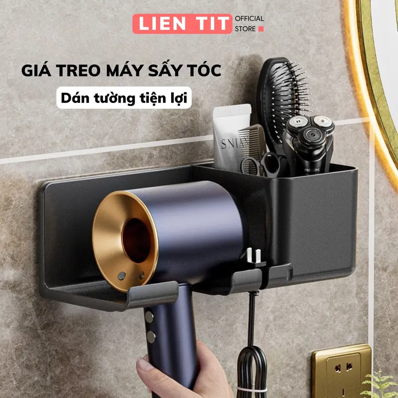 Giá Treo Máy Sấy Tóc Dán Tường Nhà Tắm Chất Liệu Nhựa Chịu Lực Tốt 8