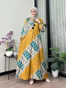 ARSYANA Gamis Rayon Super Premium Dress Panjang Syari Elegan Batik Modern Busui Wanita Muslim Adem Tebal Nyaman Jumbo