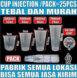 Trifinity Cup Injection HALAL Tebal 12oz 380ml 14oz 400ml 16oz 500ml 24oz 700ml Pac Tutup Sambng JSP