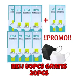 PROMO Paket Masker KF94 3ply 100Pcs Hitam Putih